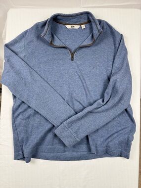 Joseph Abboud Quarter Zip Pullover XL Blue Cotton Modal Lightweight Sweater